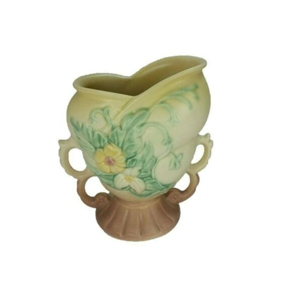 Hull Art Pottery W5 Wildflower Double Handle Pink Yellow Vase Urn Matte Glaze